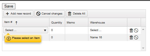 KENDO Grid control – Validation